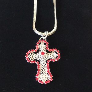 Italian Swarovski Crystal Crucifix 24” Necklace